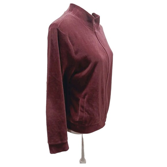bobbie brooks Burgundy Velour  Full Zip-up Jacket Women's Size Large - Picture 3 of 6